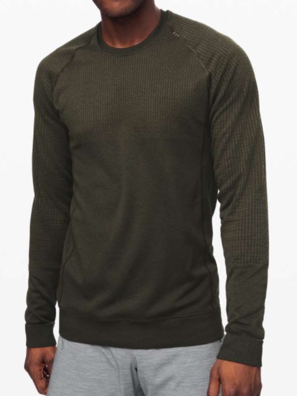 LULULEMON THERMOREGULATION LONG SLEEVE MERINO WOOL-BLEND OLIVE CREW